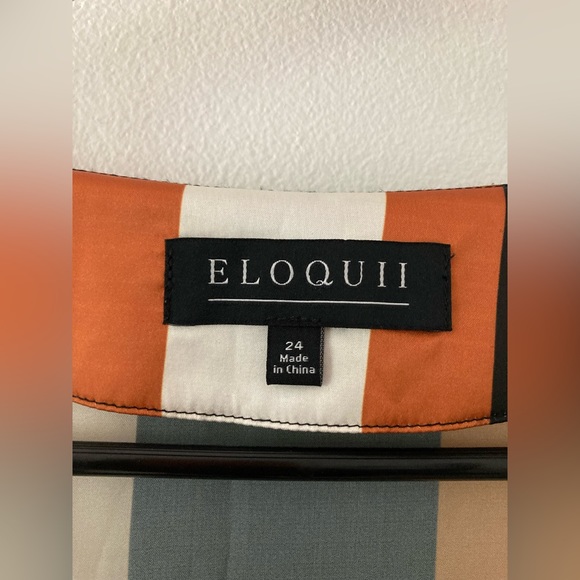 Eloquii Orange Black and White Striped Blouse, Size 24 - Picture 4 of 8